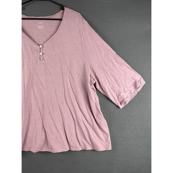 J.JILL Pure Jill Plus Mauve Hemp & Cotton Henley Blouse Top Tunic 4X - Picture 2 of 7